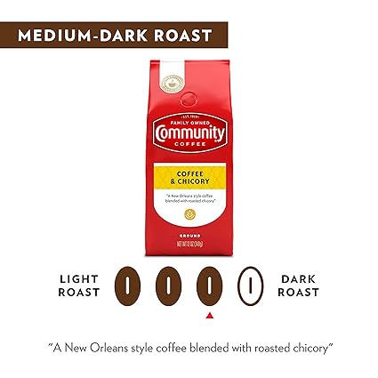 Community Coffee Coffee & Chicory Blend 160 Ounce, Medium Dark Roast Ground Coffee, 16 Ounce Bag (Pack of 10)