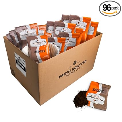 Fresh Roasted Coffee, Colombian, Kosher, Pre-Ground Fractional Packs, 2.25 Ounce, 96 Count